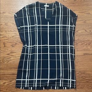 Vince Navy and White Checkered Dress